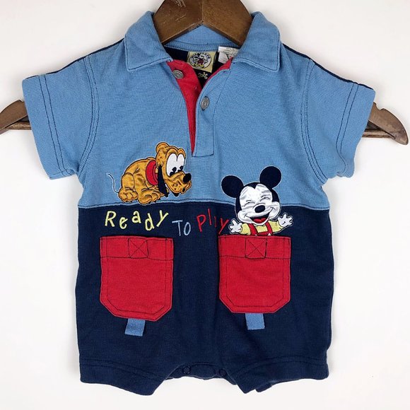 Vintage Disney Ready To Play Mickey & Pluto Romper - Picture 2 of 5